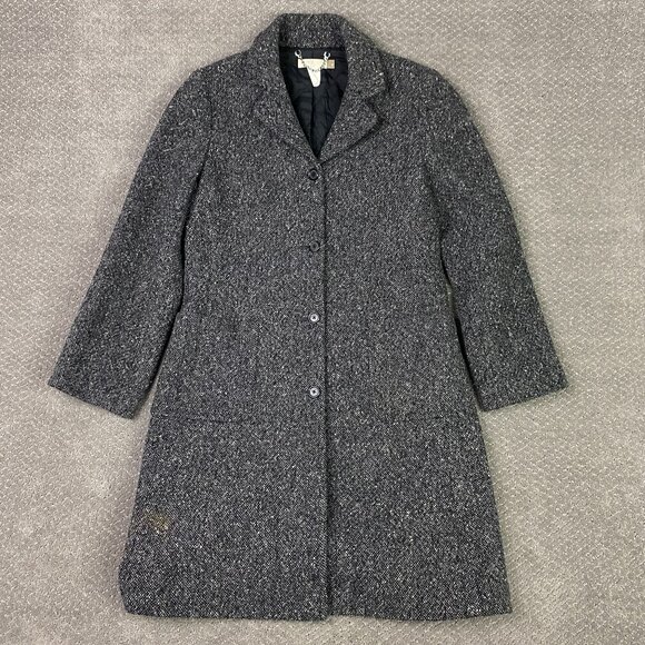 J. CREW Tweed Coat Overcoat Womens Medium Gray Wool Blend Thinsulate Insulated - Picture 1 of 15